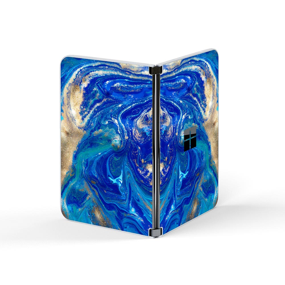 Blue Gold Marble Microsoft Surface Duo Skins