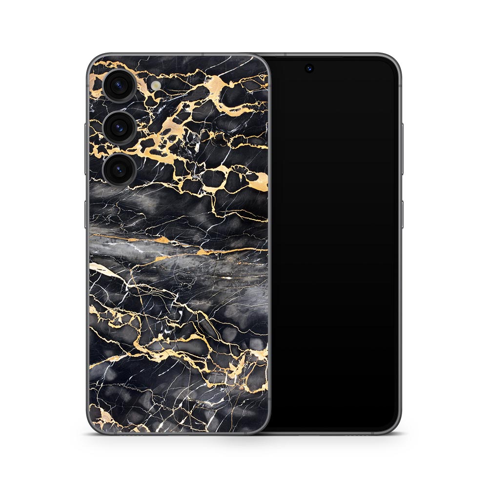 Slate Grey Gold Marble Galaxy S23 Skin