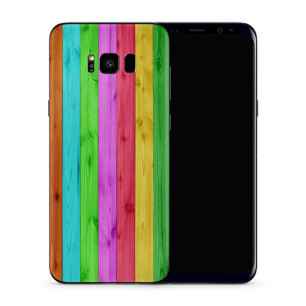 Rainbow Wood Panels Galaxy S8 Skin