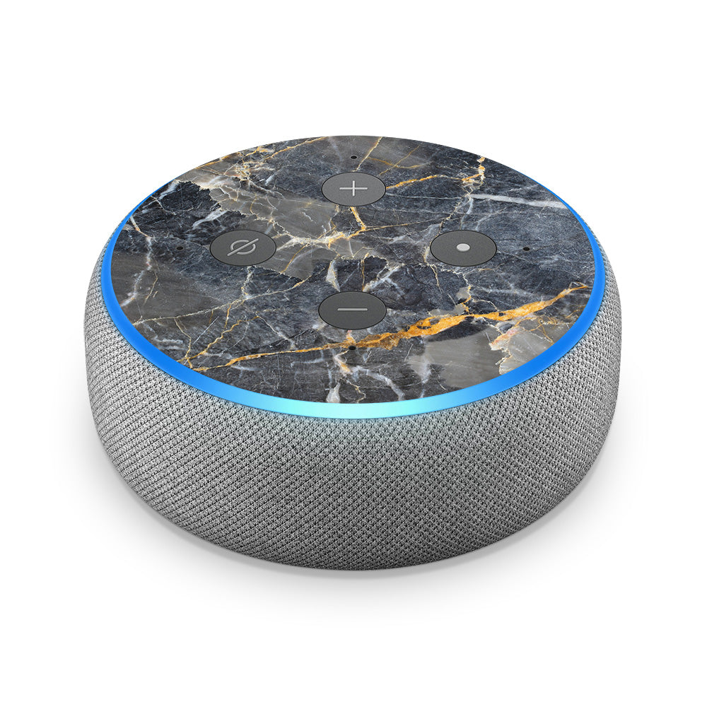 Slate Gold Marble Amazon Echo Dot 3 Skin