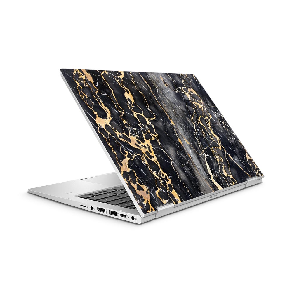 Slate Grey Gold Marble HP ProBook x360 435 G8 Laptop Skin