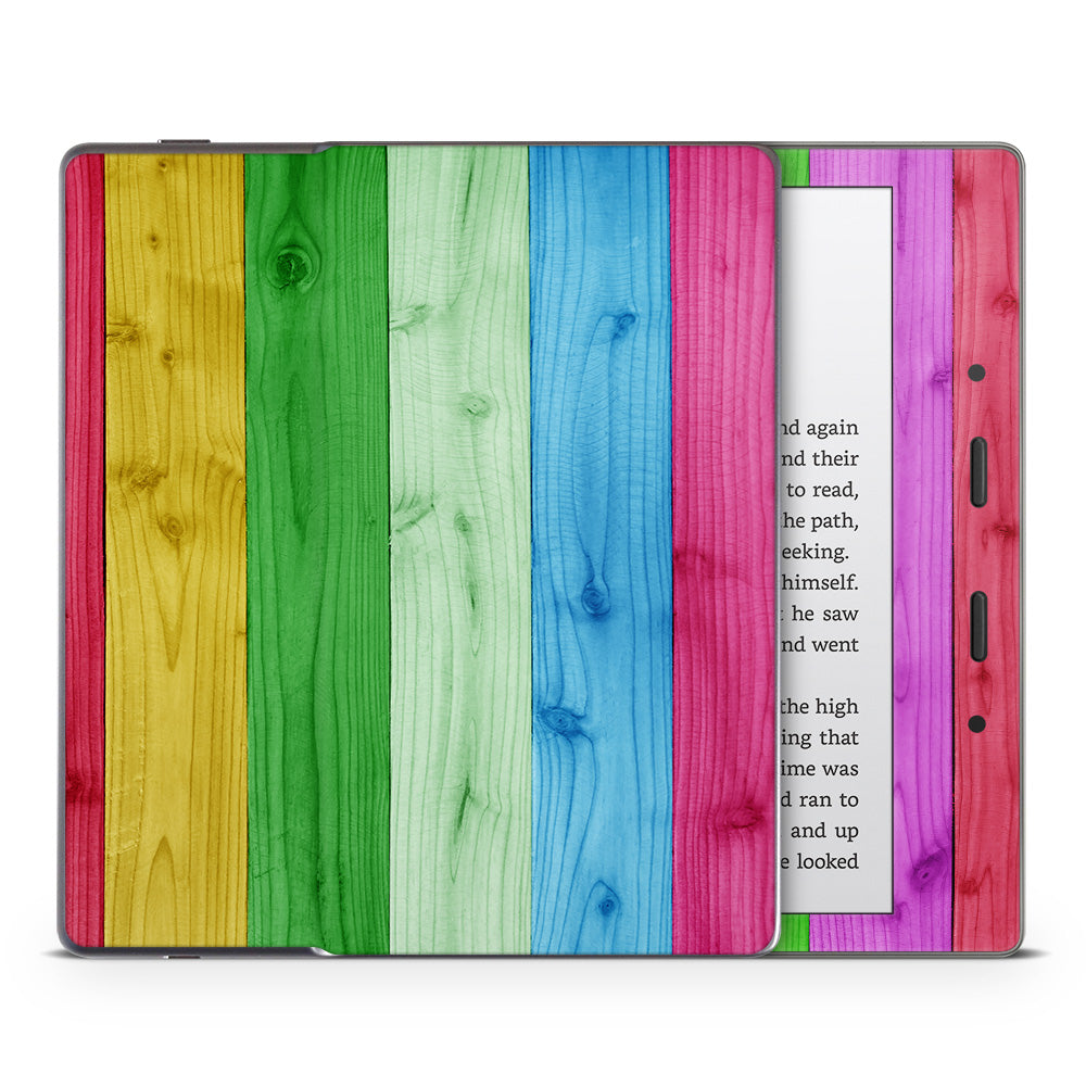 Rainbow Wood Panels Kindle Oasis Skin