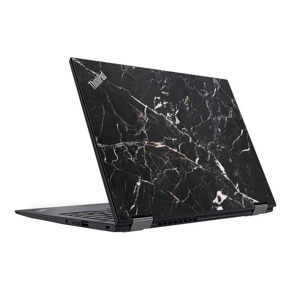 Black Scratched Marble Lenovo ThinkPad X13 Yoga G2 Skin