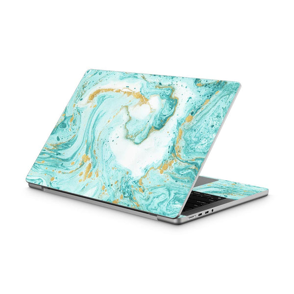 Skin Wrap Vinyle Pour MacBook Pro 15" Retina - Design Marbre Et Bois Cerisier/acajou - Protection Et Style