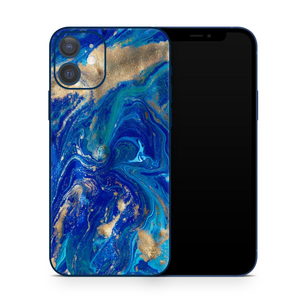 Blue Gold Marble iPhone 12 Skin