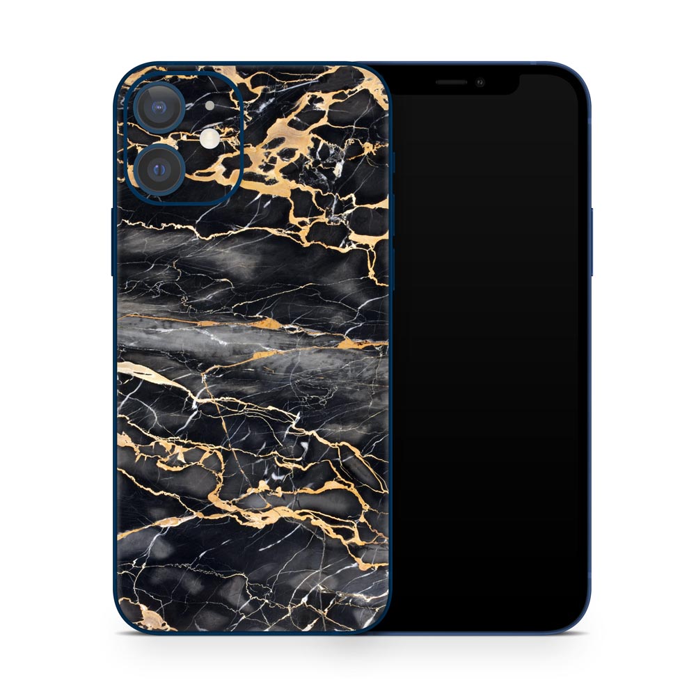 Slate Grey Gold Marble iPhone 12 Skin