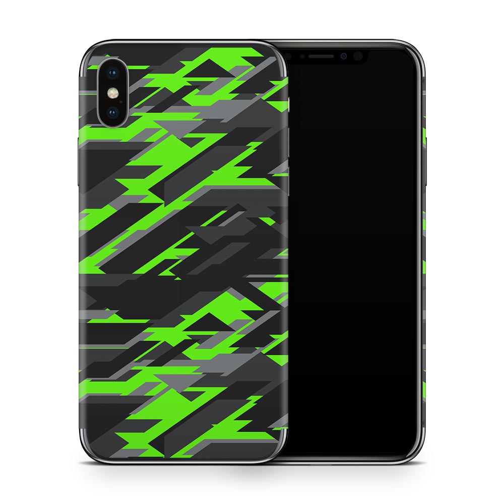 Green Geometric Camo iPhone X Skin