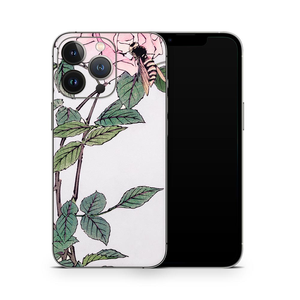 Bee &amp; Flower Illustration iPhone 13 Skin
