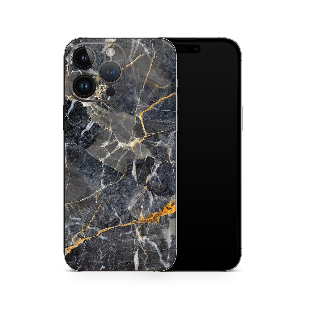 Slate Gold Marble iPhone 14 Skin