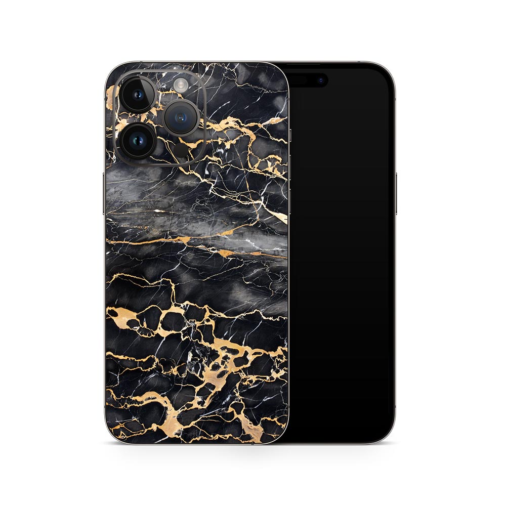 Slate Grey Gold Marble iPhone 14 Skin