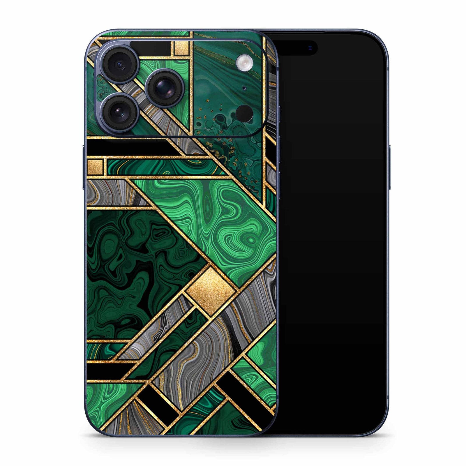 Green Art Deco Marble iPhone 17 Skin