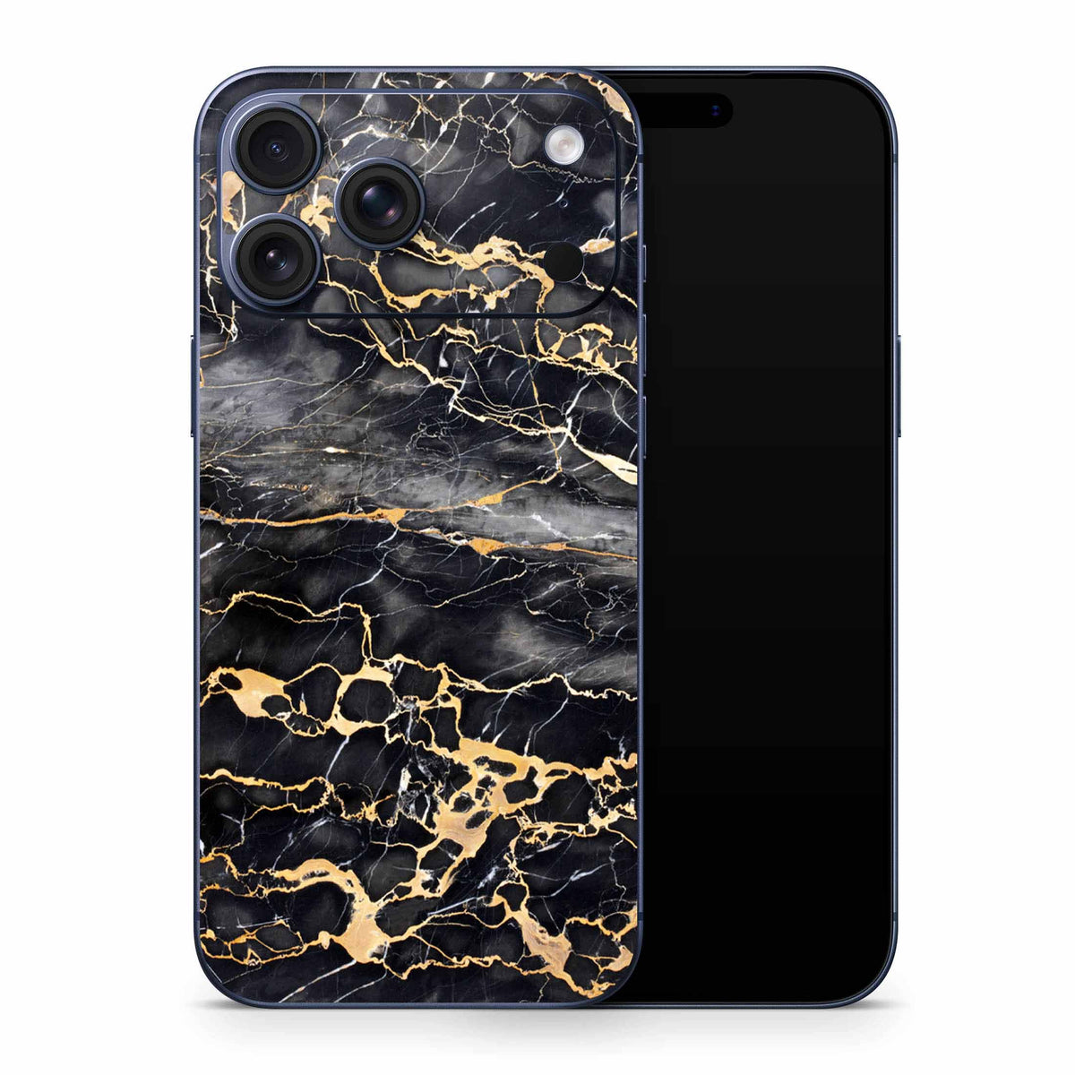 Slate Grey Gold Marble iPhone 17 Skin