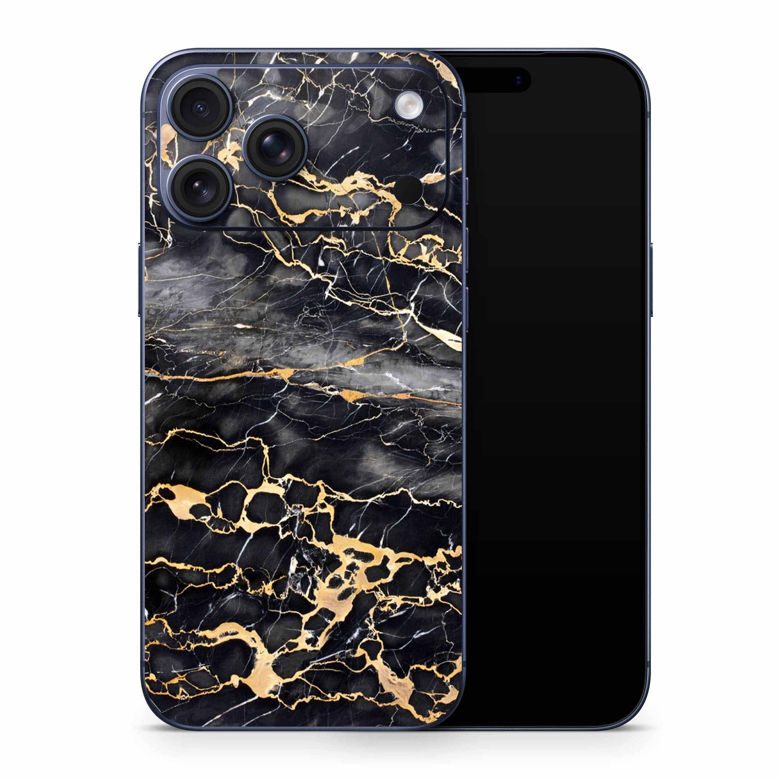 Slate Grey Gold Marble iPhone 17 Skin