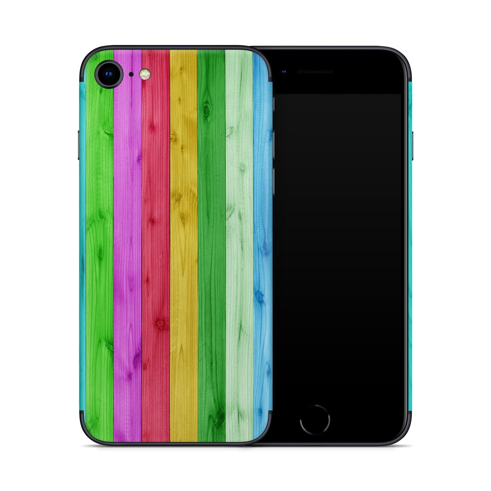 Rainbow Wood Panels iPhone SE 2 Skin