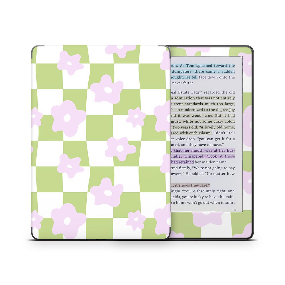 Floral Check Kindle Colorsoft Skin
