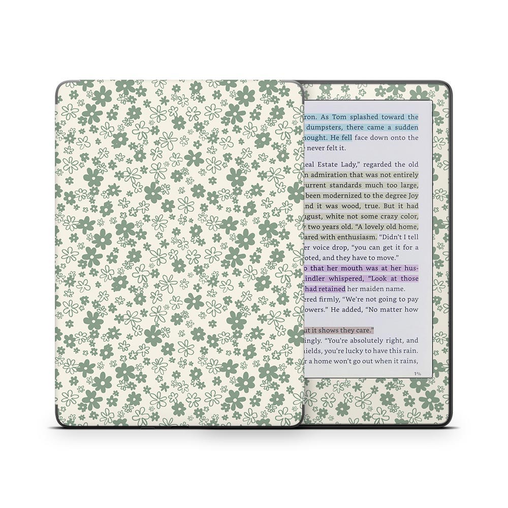 Sage Floral Kindle Colorsoft Skin