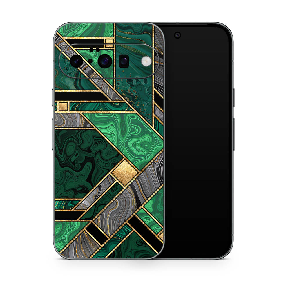 Green Art Deco Marble Google Pixel 10 Skin