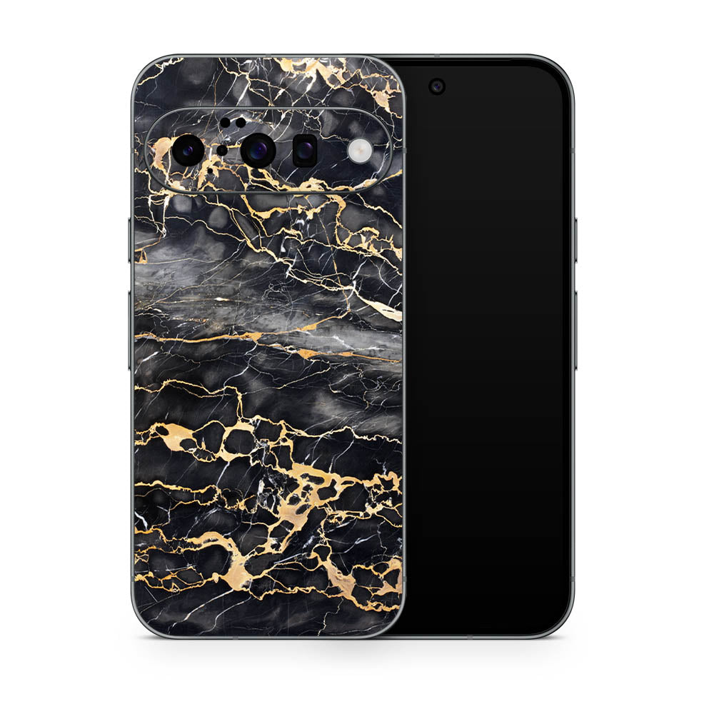 Slate Grey Gold Marble Google Pixel 10 Skin