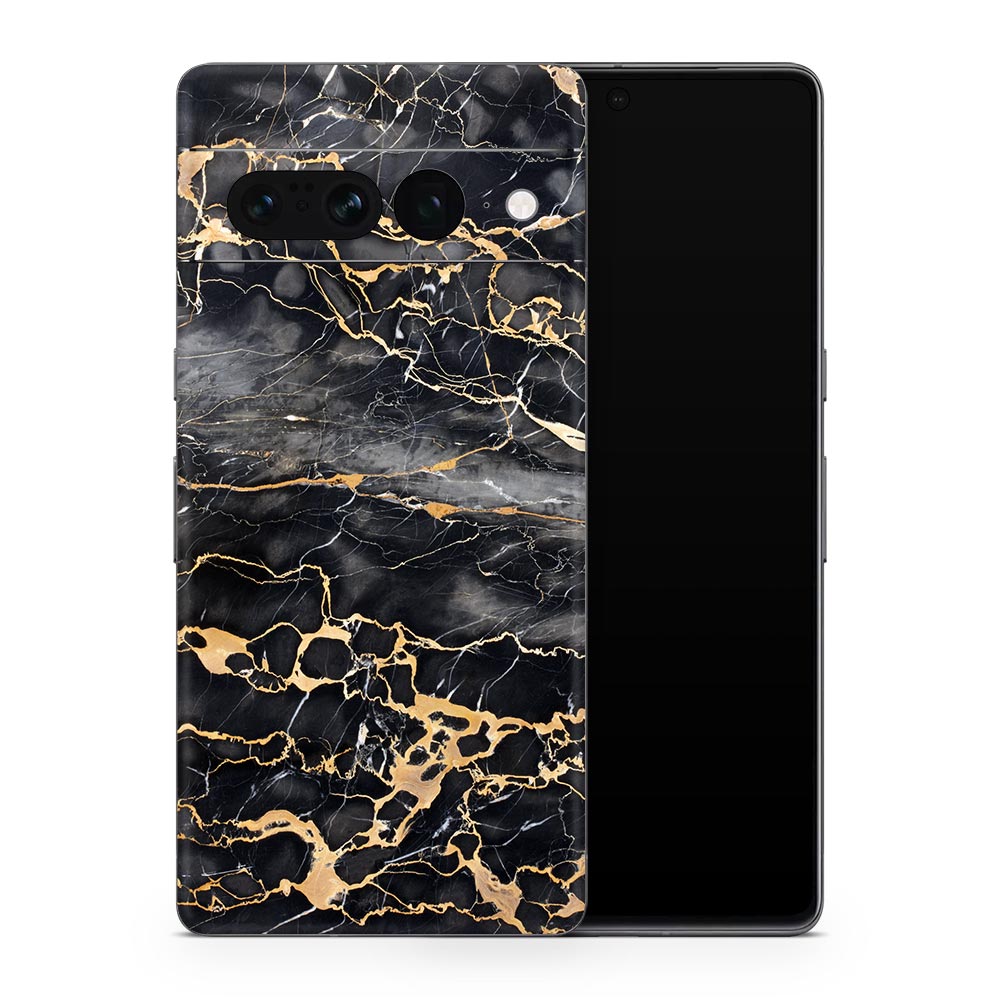 Slate Grey Gold Marble Google Pixel 7 Skin