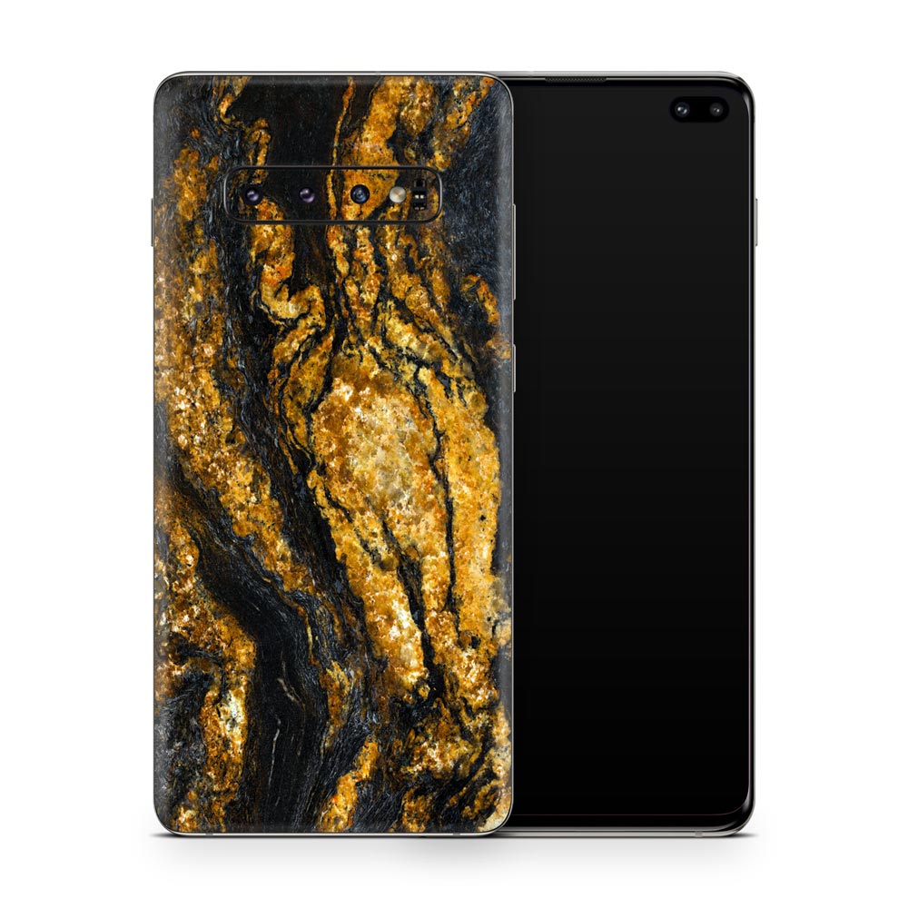 Black & Gold Marble Galaxy S10 Skin