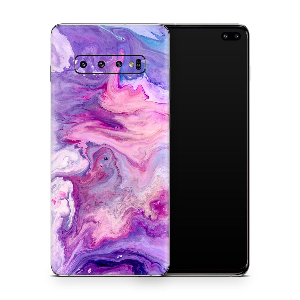 Purple Marble Swirl Galaxy S10 Skin