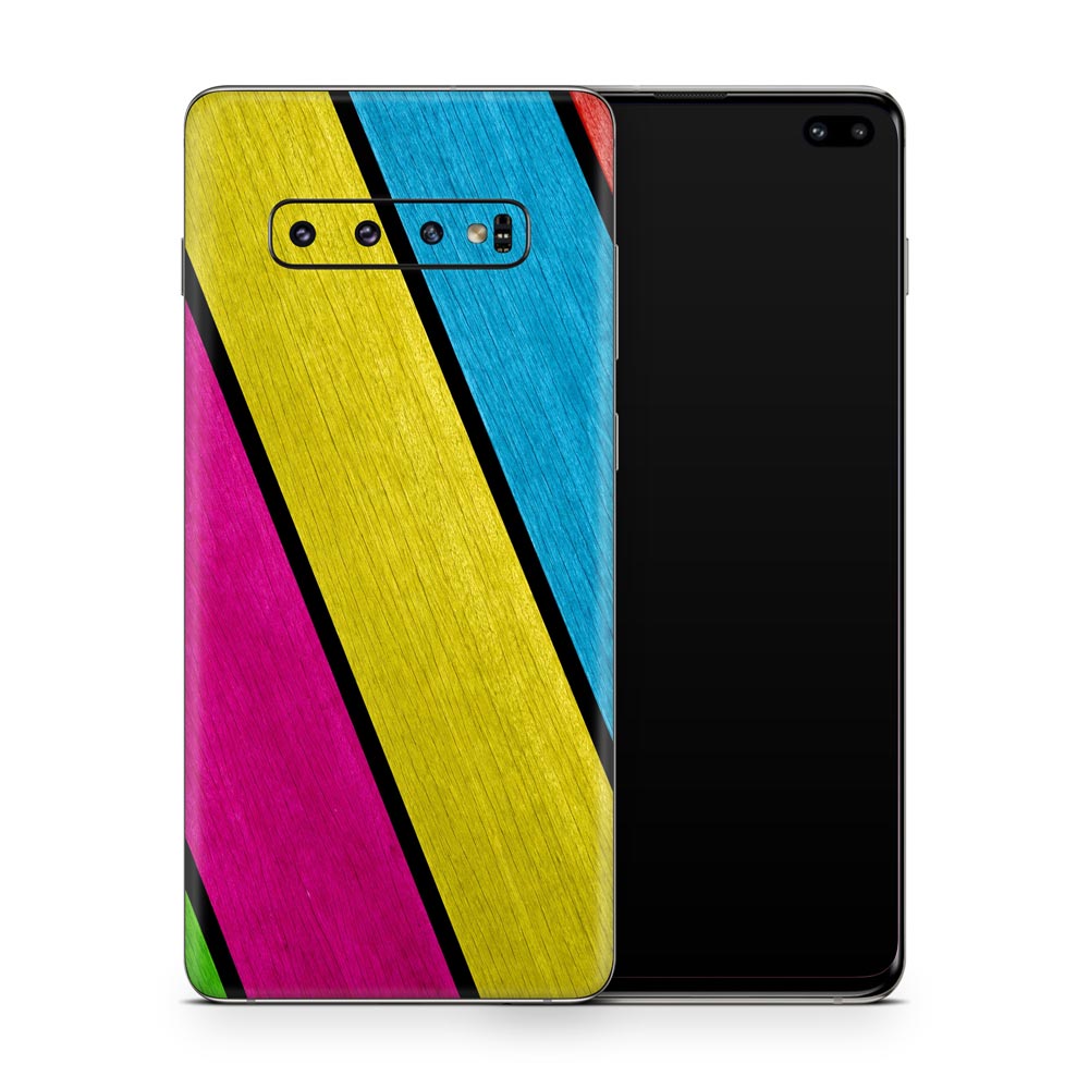 Neon Wood Panels Galaxy S10 Skin