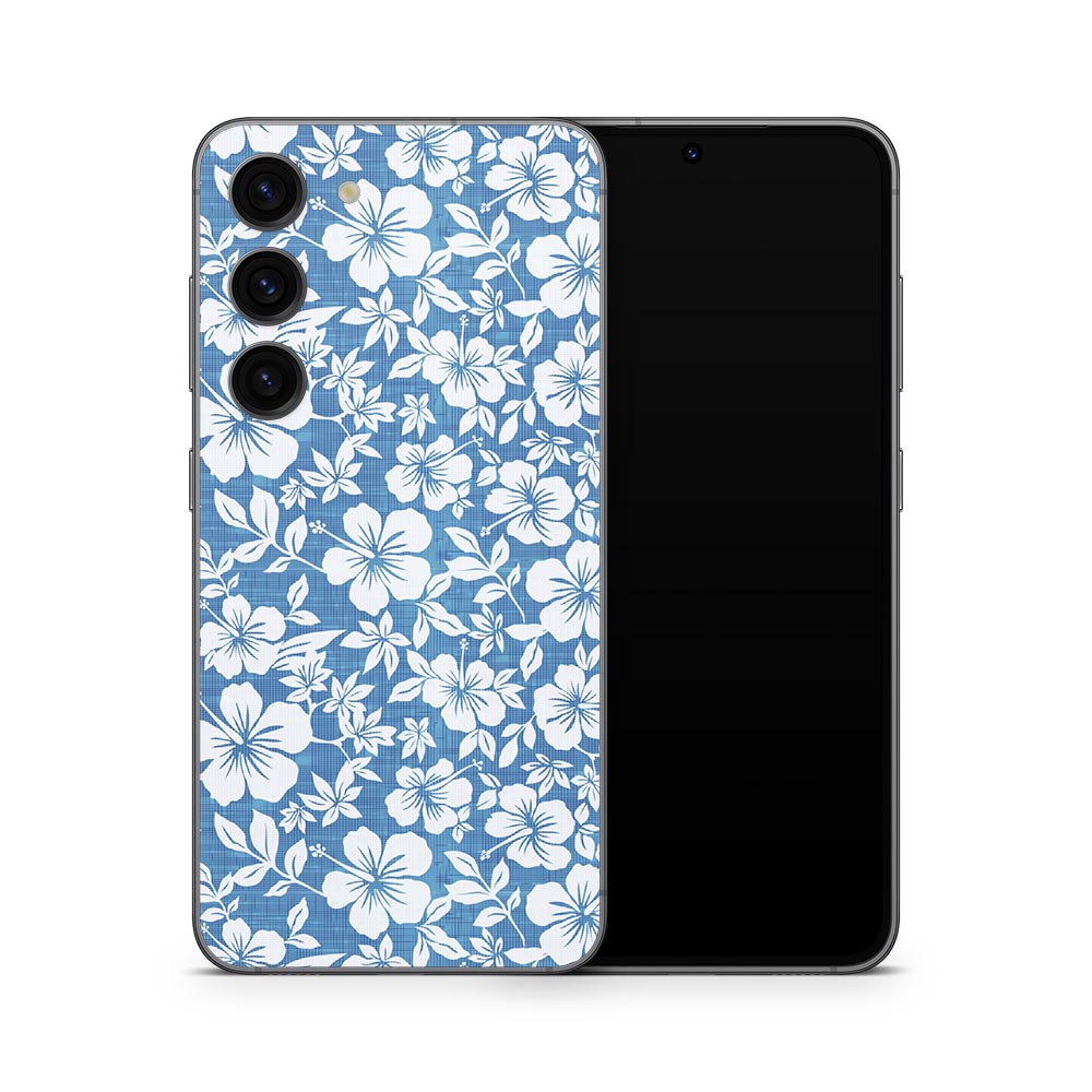 Hibiscus Blue Galaxy S23 Skin