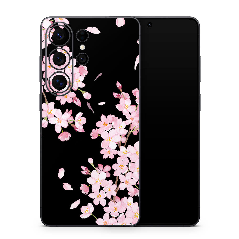 Blossoms on Black Galaxy S26 Skin