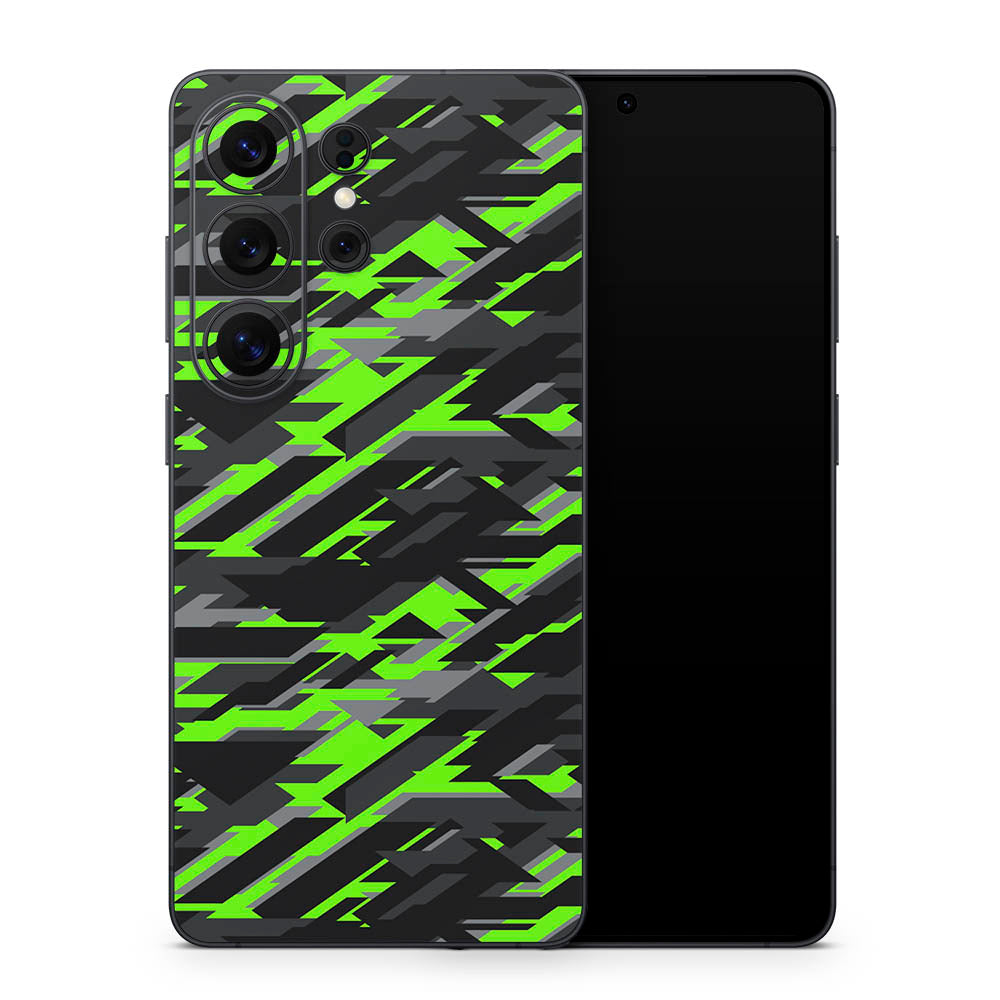 Green Geometric Camo Galaxy S26 Skin