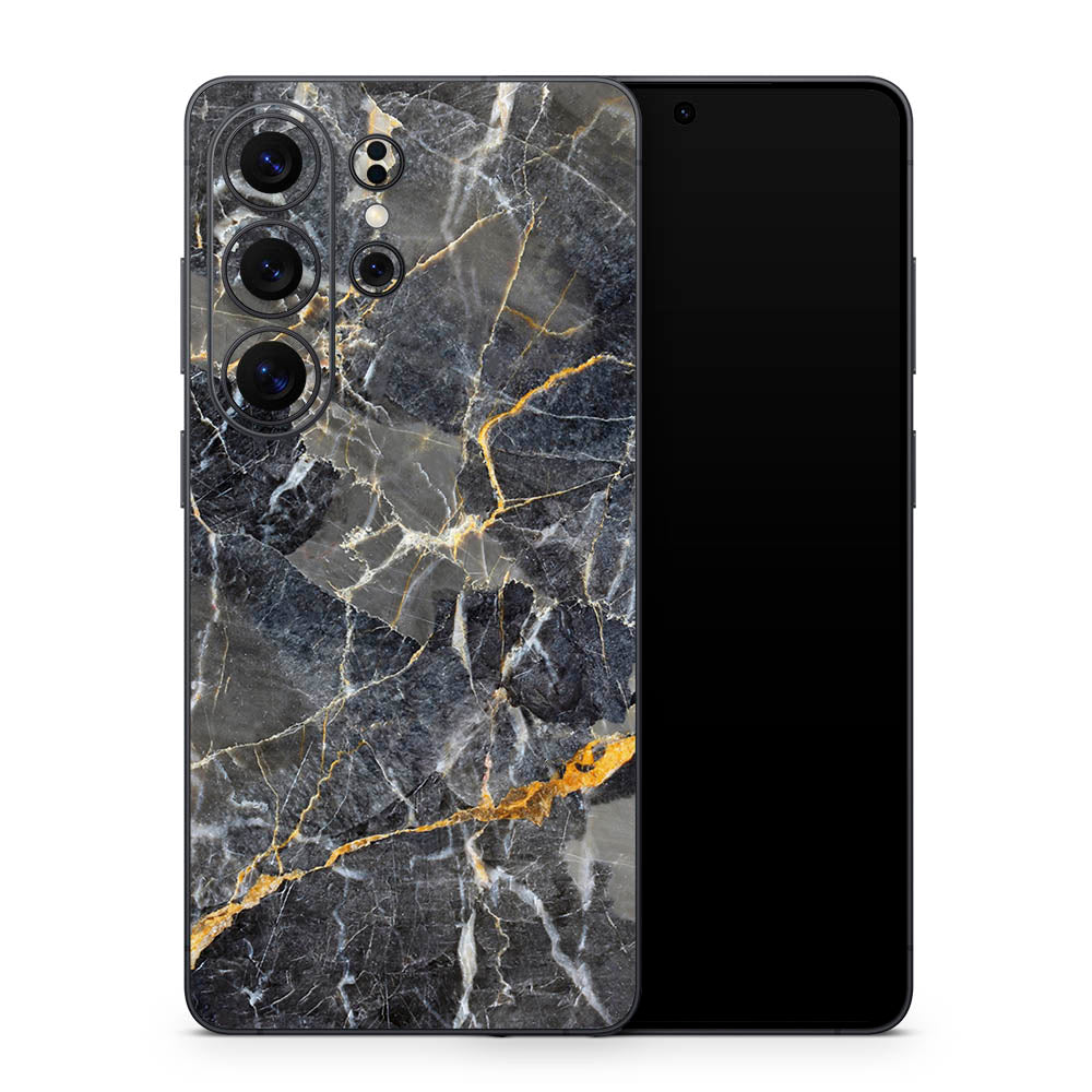 Slate Gold Marble Galaxy S26 Skin
