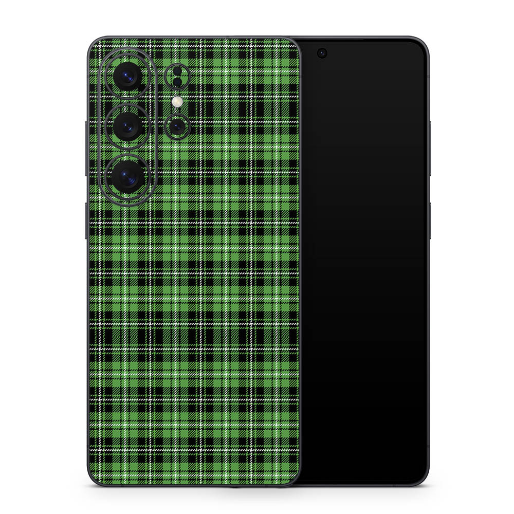 Green Plaid Galaxy S26 Skin