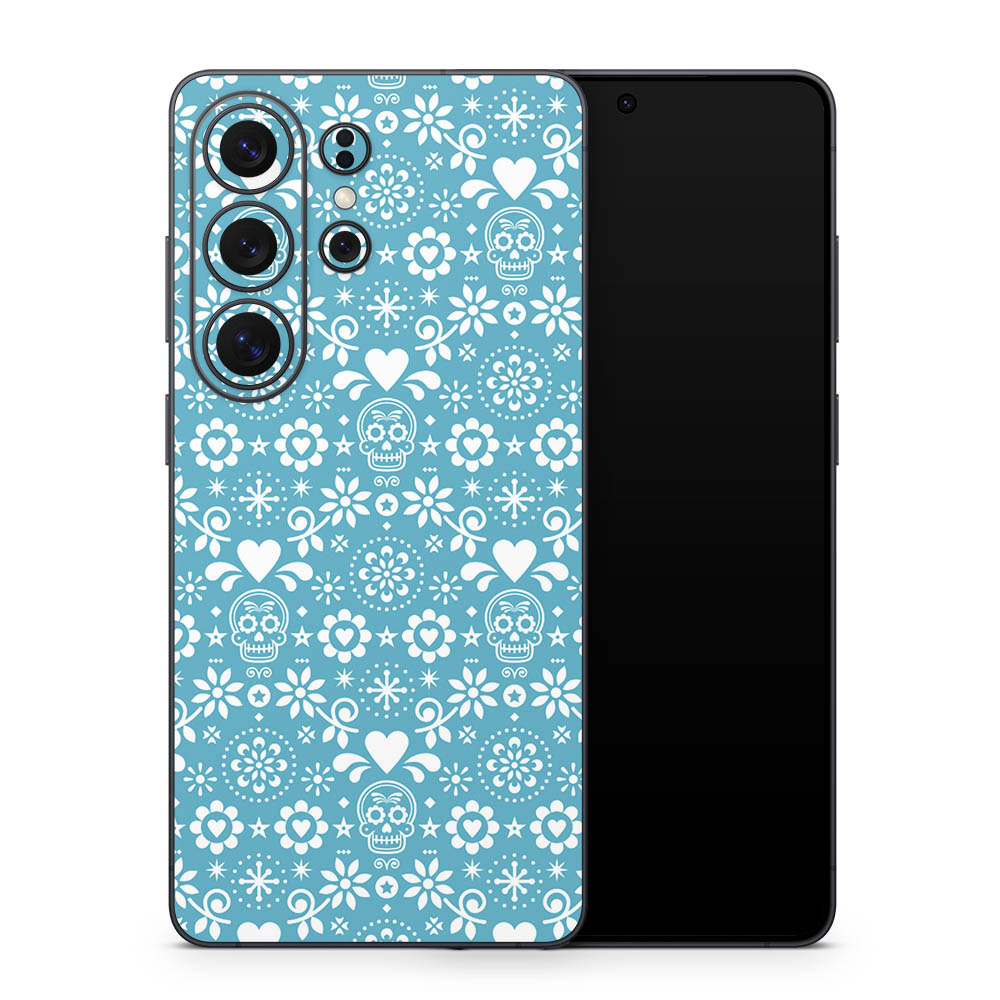 Sugar Skull Floral Galaxy S26 Skin