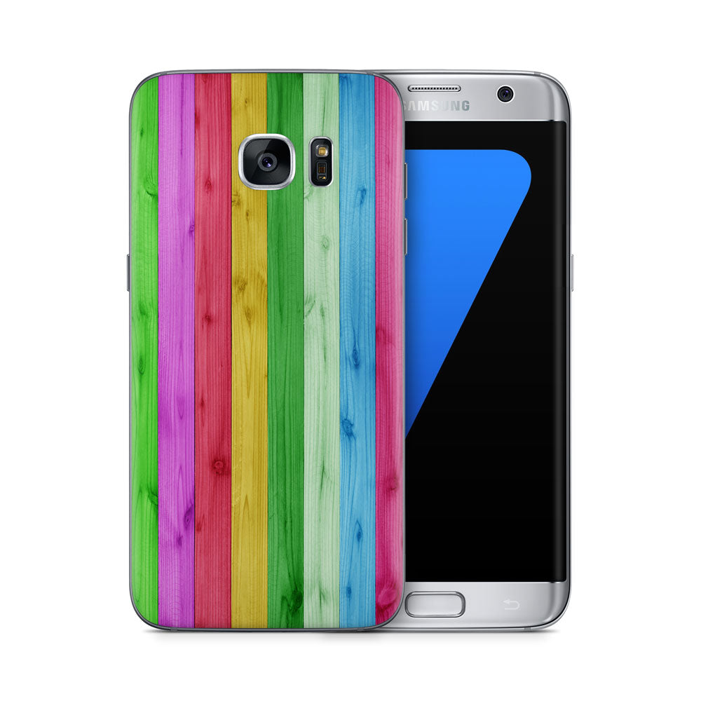 Rainbow Wood Panels Galaxy S7 Skin