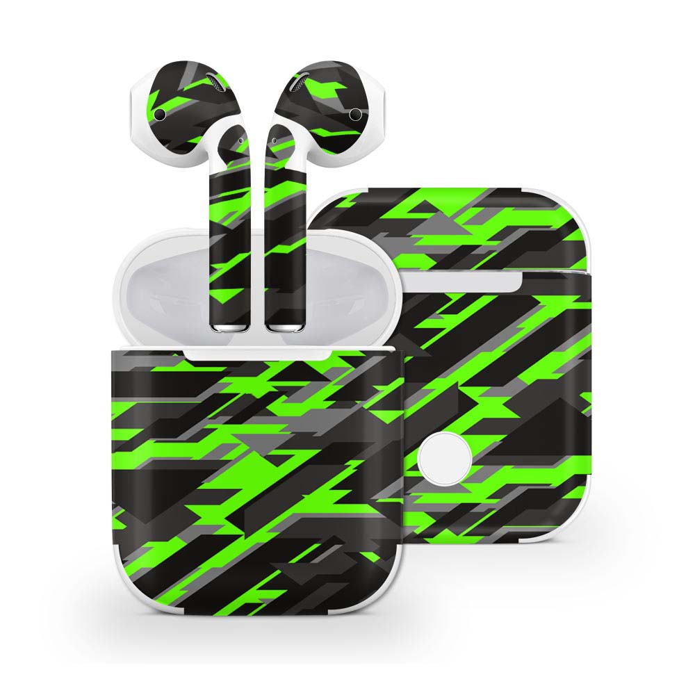 Green Geometric Camo Apple Airpods Skin