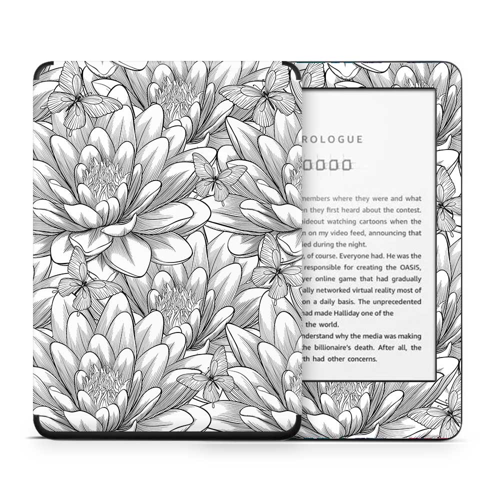 Floral Damask White Kindle 10th Gen Skin