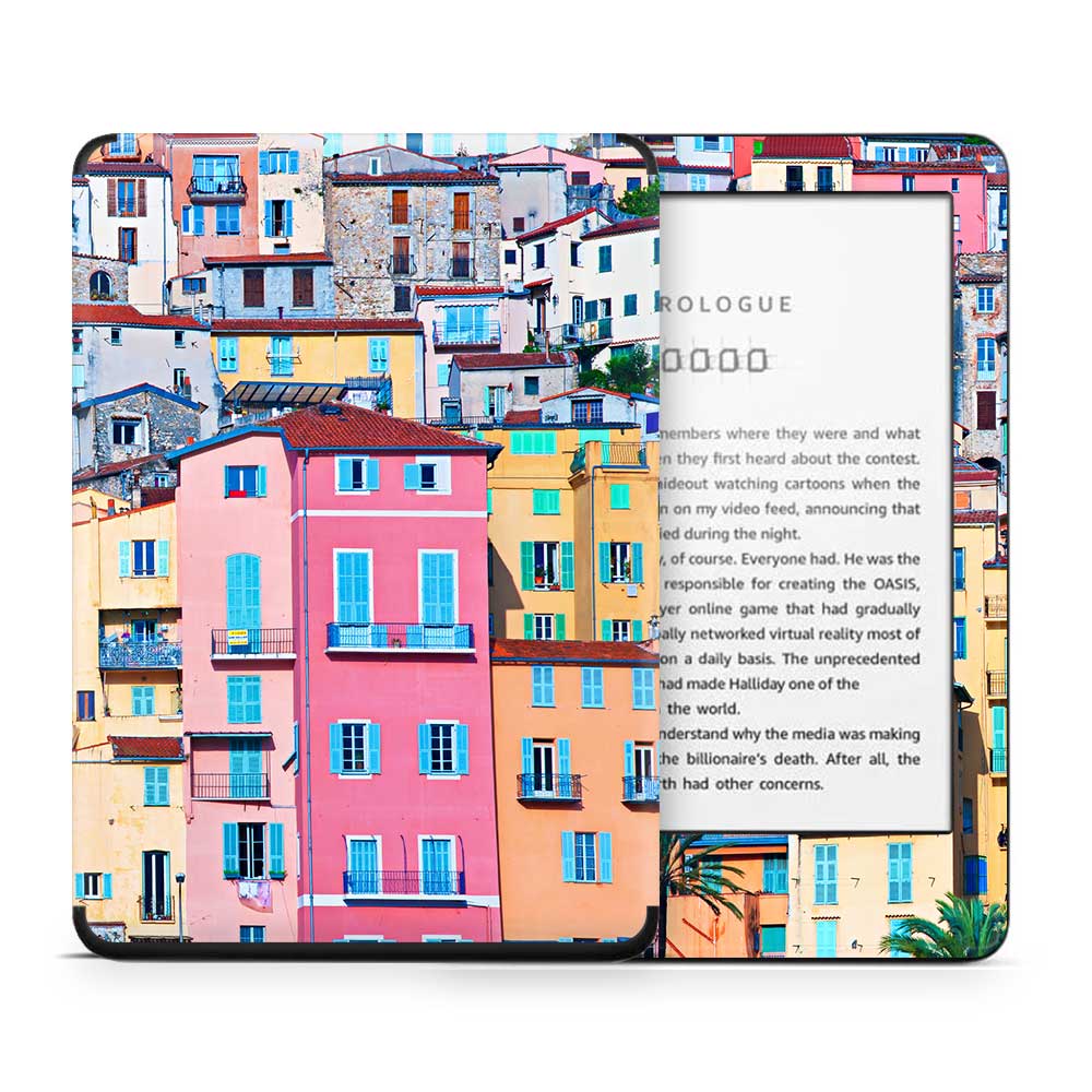 Menton Pastel Houses Kindle 10th Gen Skin