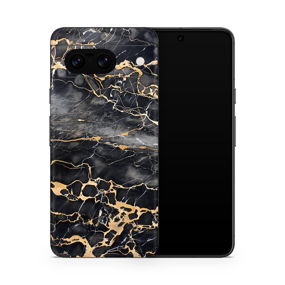 Slate Grey Gold Marble Google Pixel 8 Skin