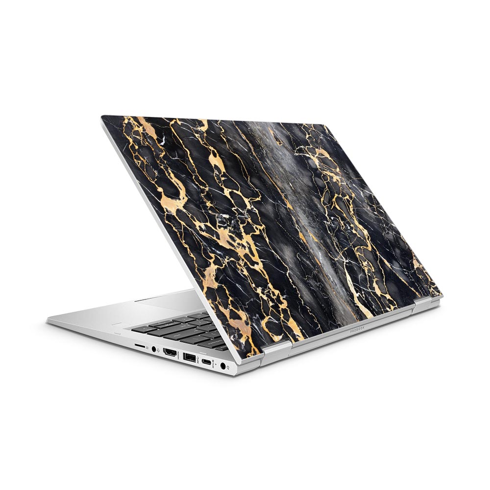 HP ProBook x360 435 Laptop Skin Slate Grey Gold Marble SkinWraps Australia