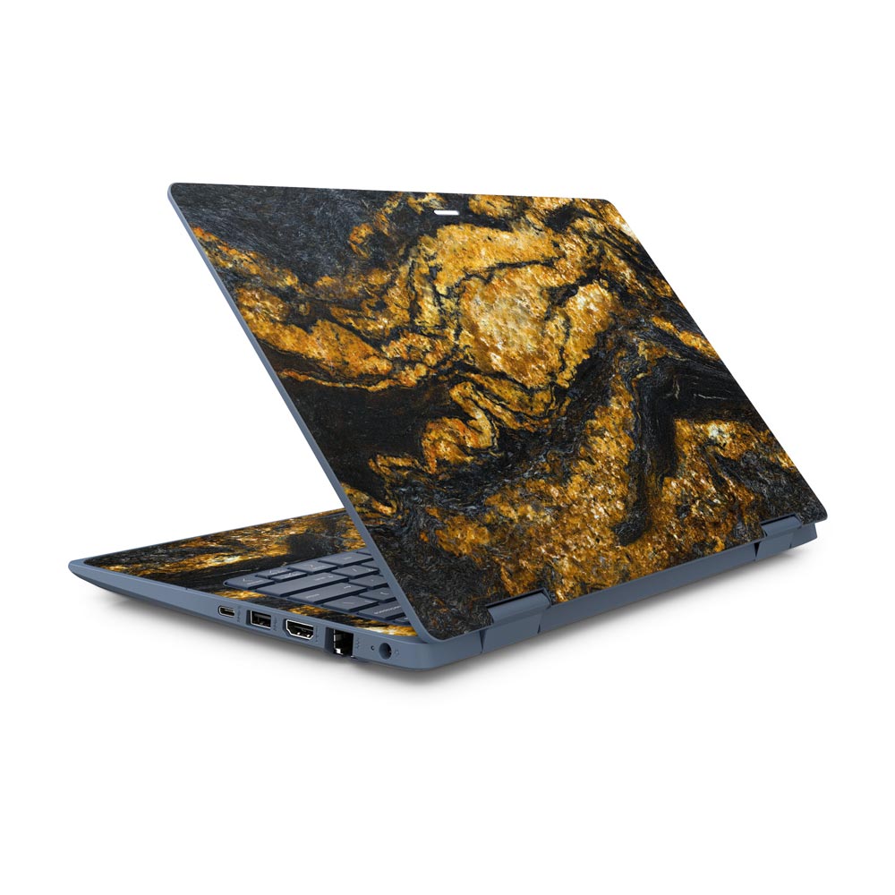 Black &amp; Gold Marble HP ProBook x360 11 G6 EE Skin