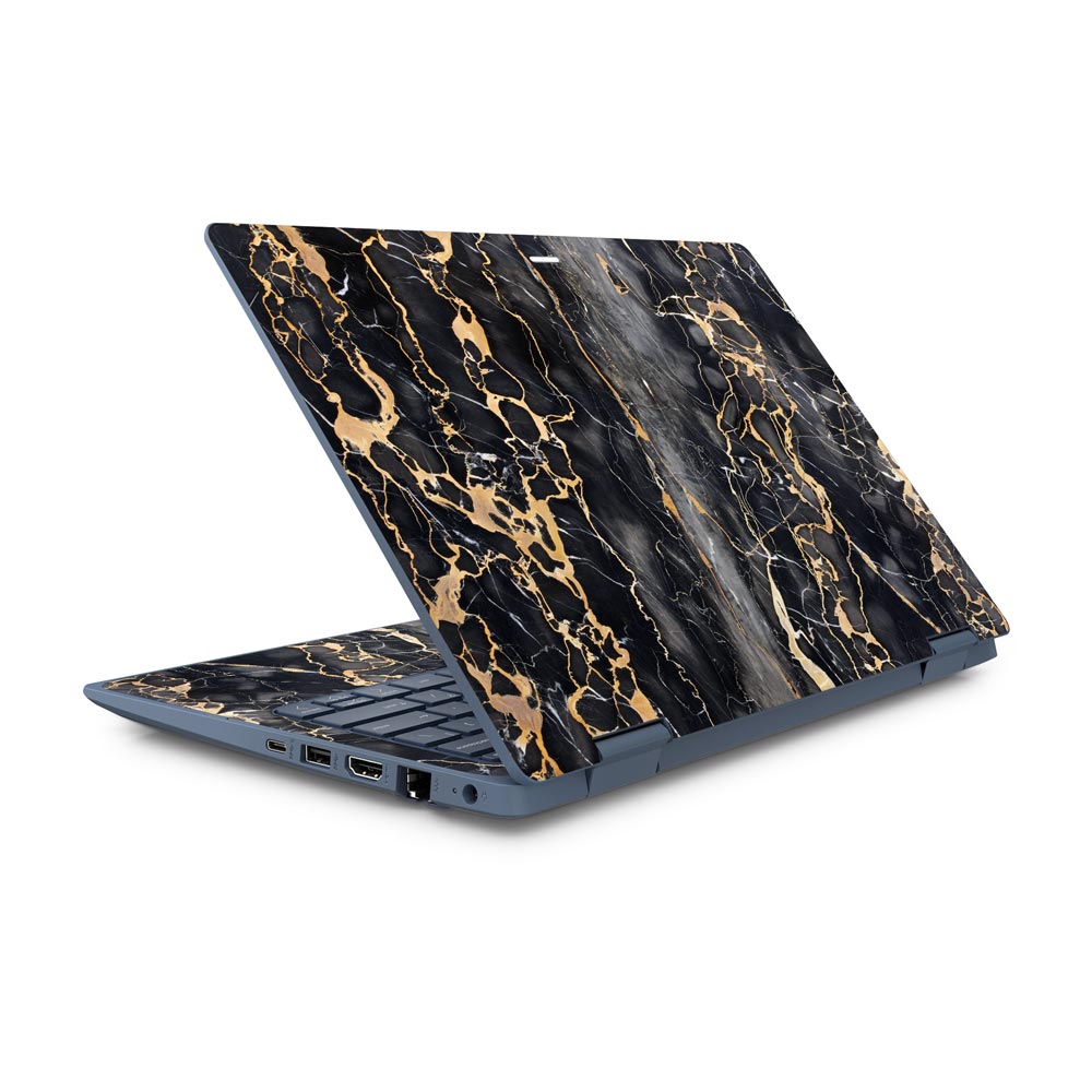 Slate Grey Gold Marble HP ProBook x360 11 G6 EE Skin