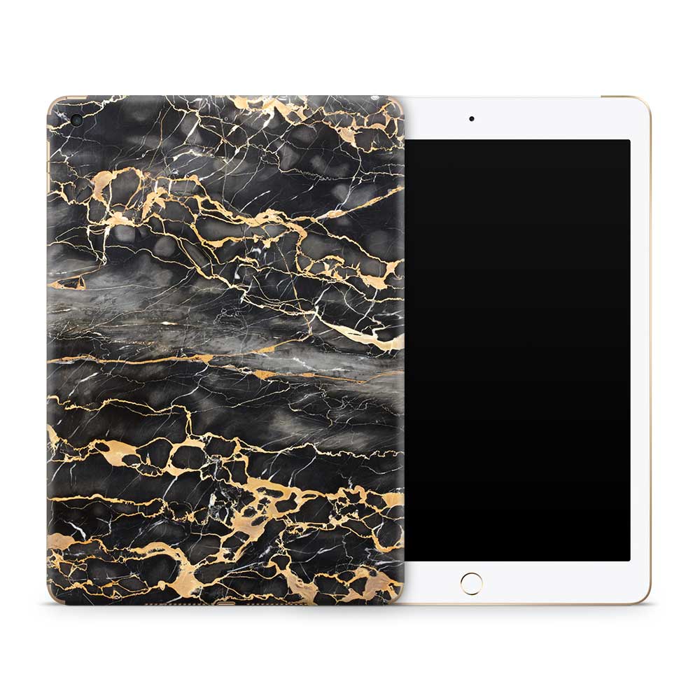 Slate Grey Gold Marble Apple iPad Skin