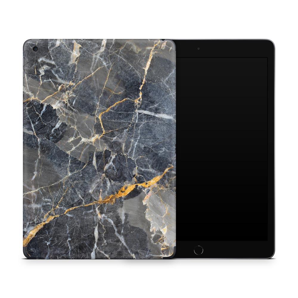 Slate Gold Marble Apple iPad 7/8 Skin
