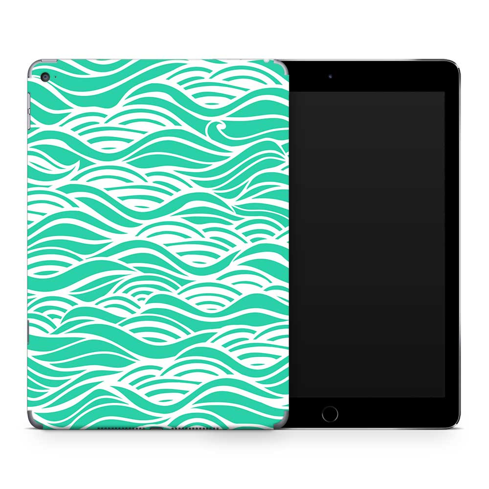 Aqua Green Waves Apple iPad Air Skin