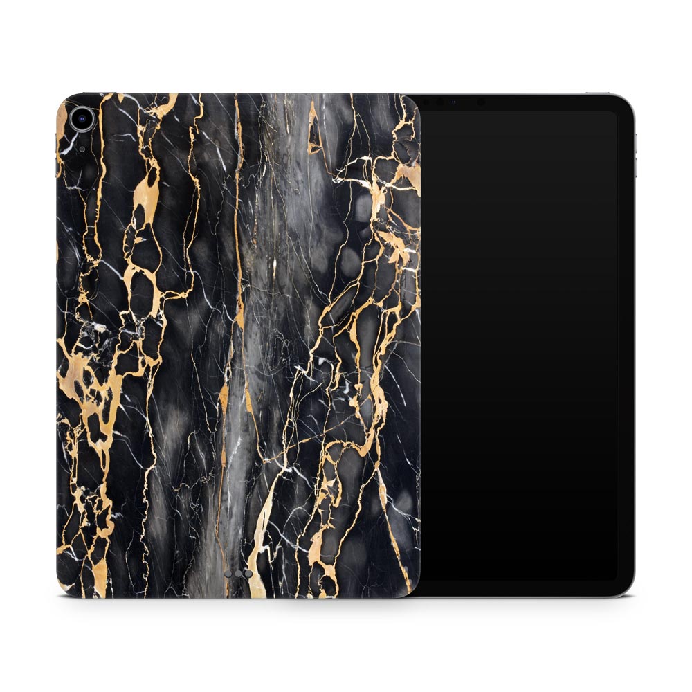 Slate Grey Gold Marble Apple iPad Air 4 Skin