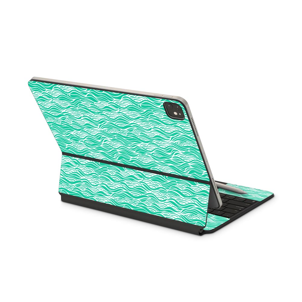 Aqua Green Waves iPad Pro (2020) Magic Keyboard Skin