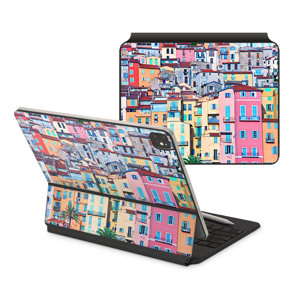 Menton Pastel Houses iPad Pro 12.9 (2021) Magic Keyboard Skin