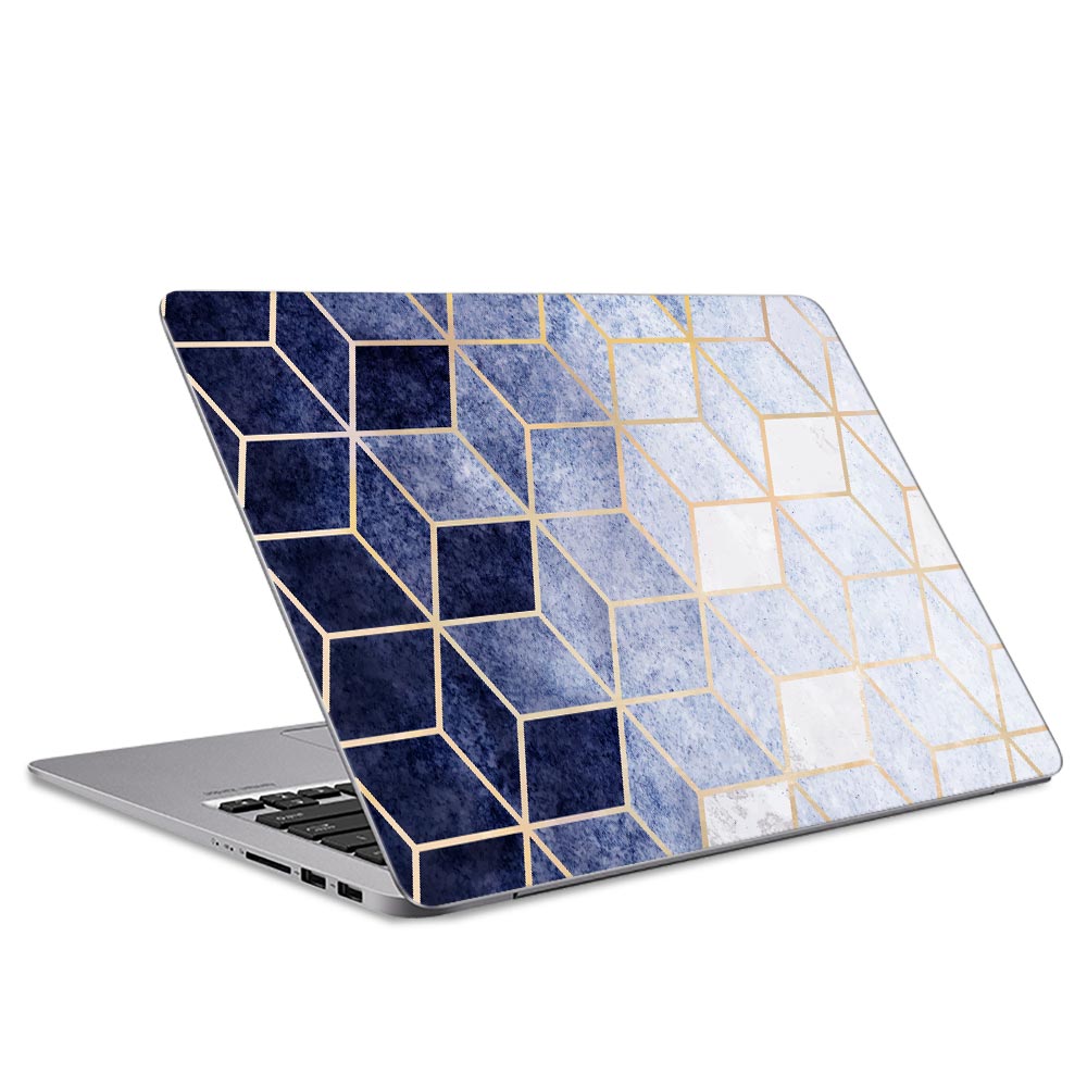 Blue Cubic Grunge Laptop Skin
