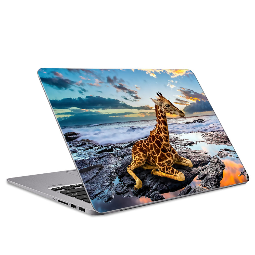 Giraffe by Sea Laptop Skin