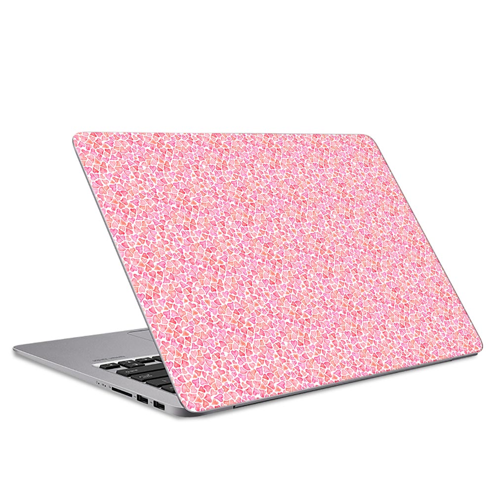 Peachy Pink Hearts Laptop Skin