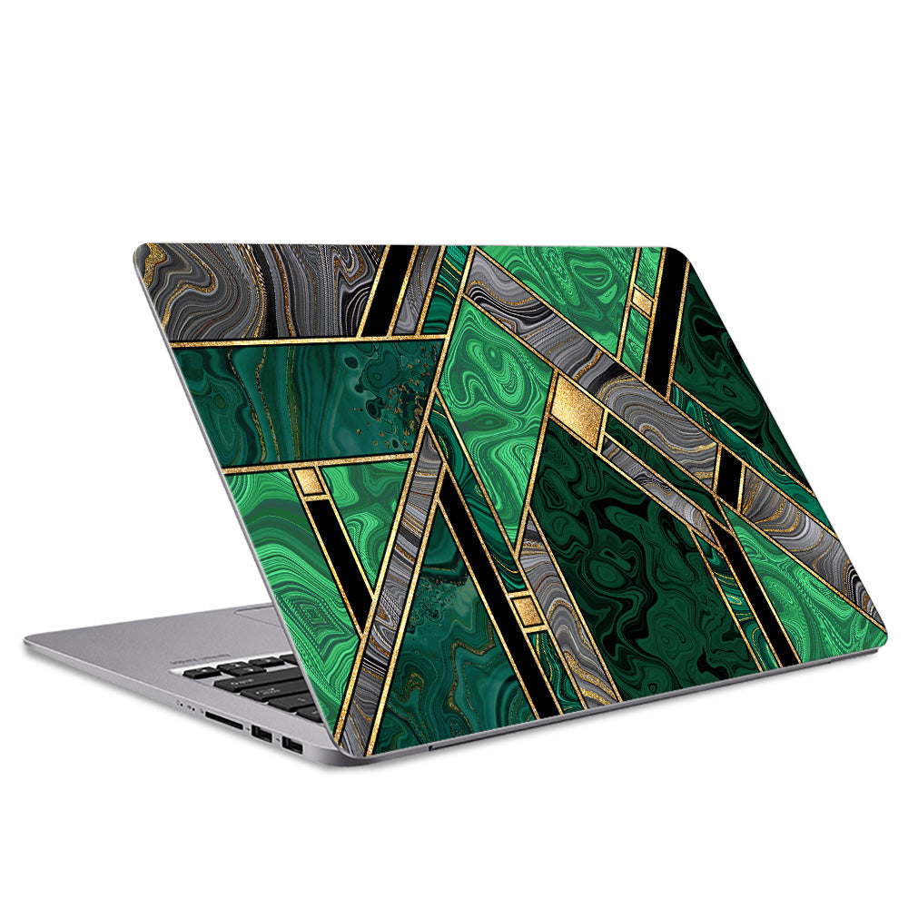 Green Art Deco Marble Laptop Skin